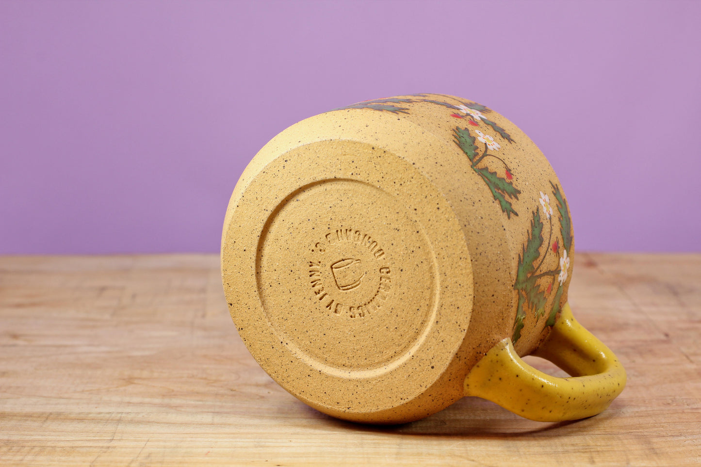 Wildflower Strawberry Mug -Yellow #36- (10oz.)