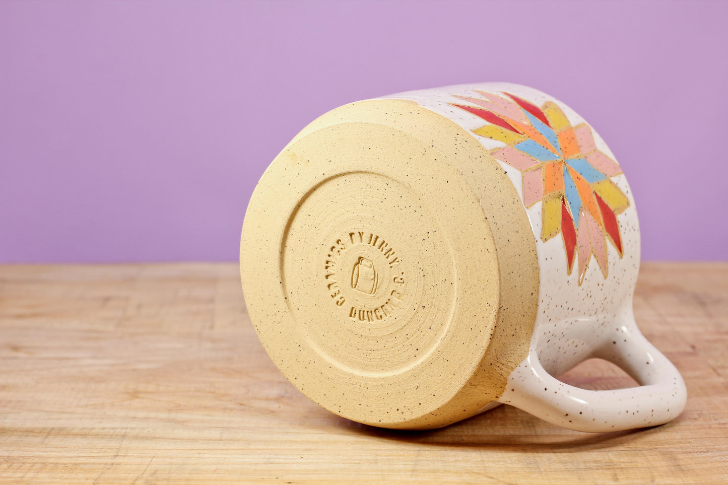 Star Block Quilt Mug-Pink #131- (13.5 oz.)