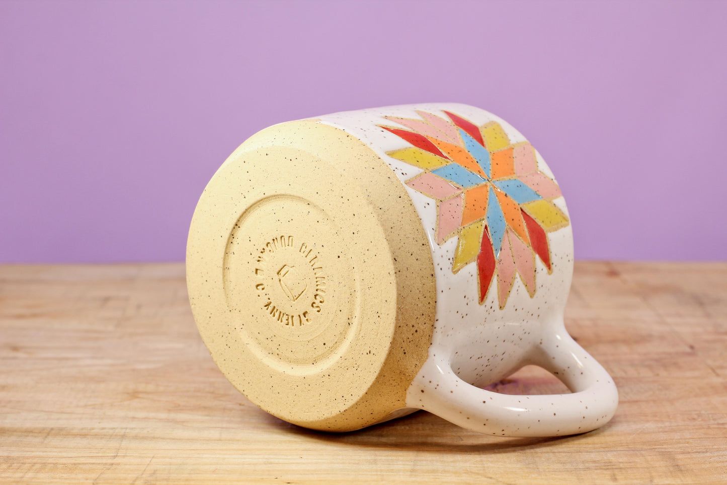 Star Block Quilt Mug-Pink #132- (11 oz.)