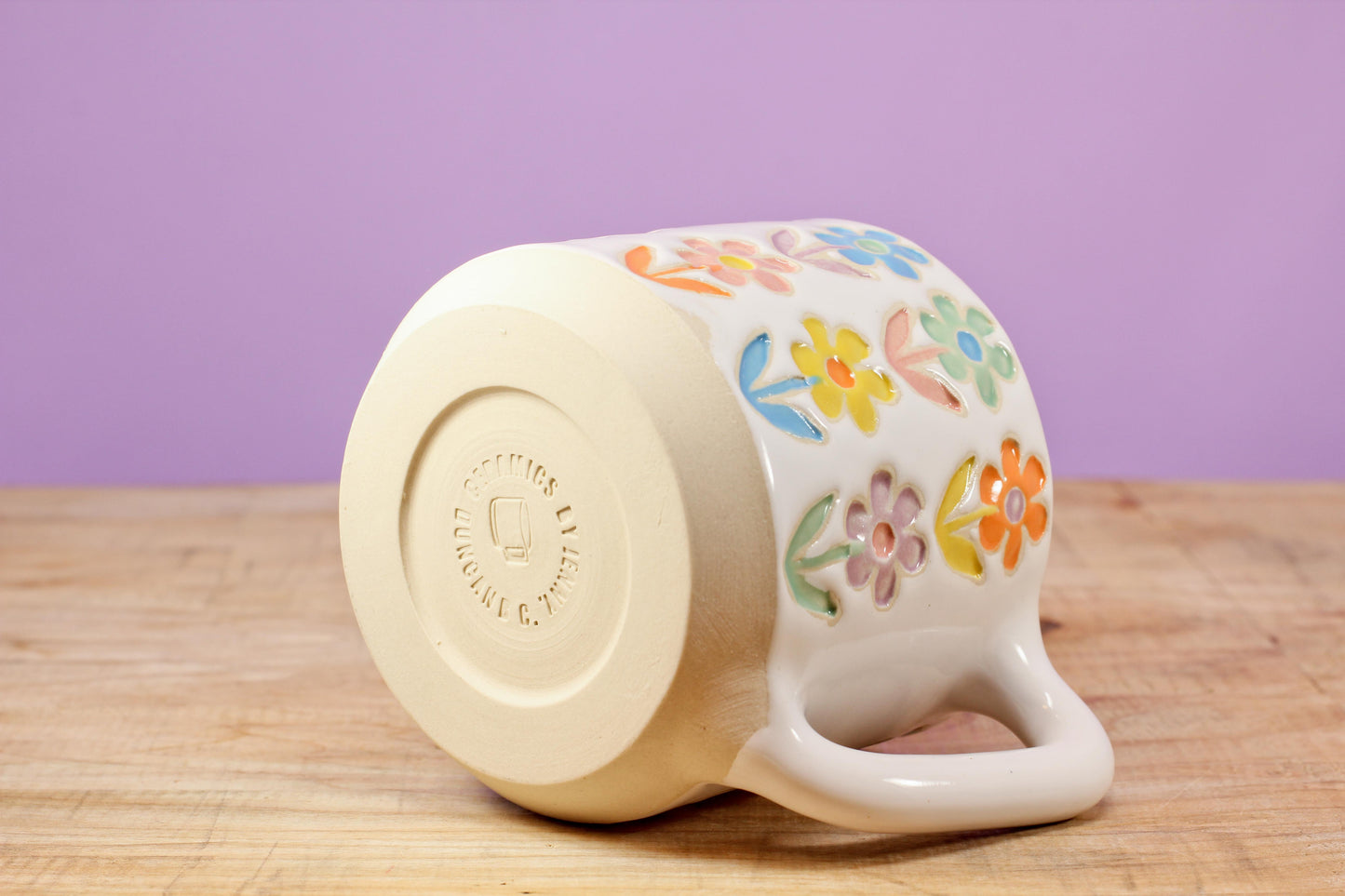 Stemmed Flower Mug-Purple #142- (9.5 oz.)