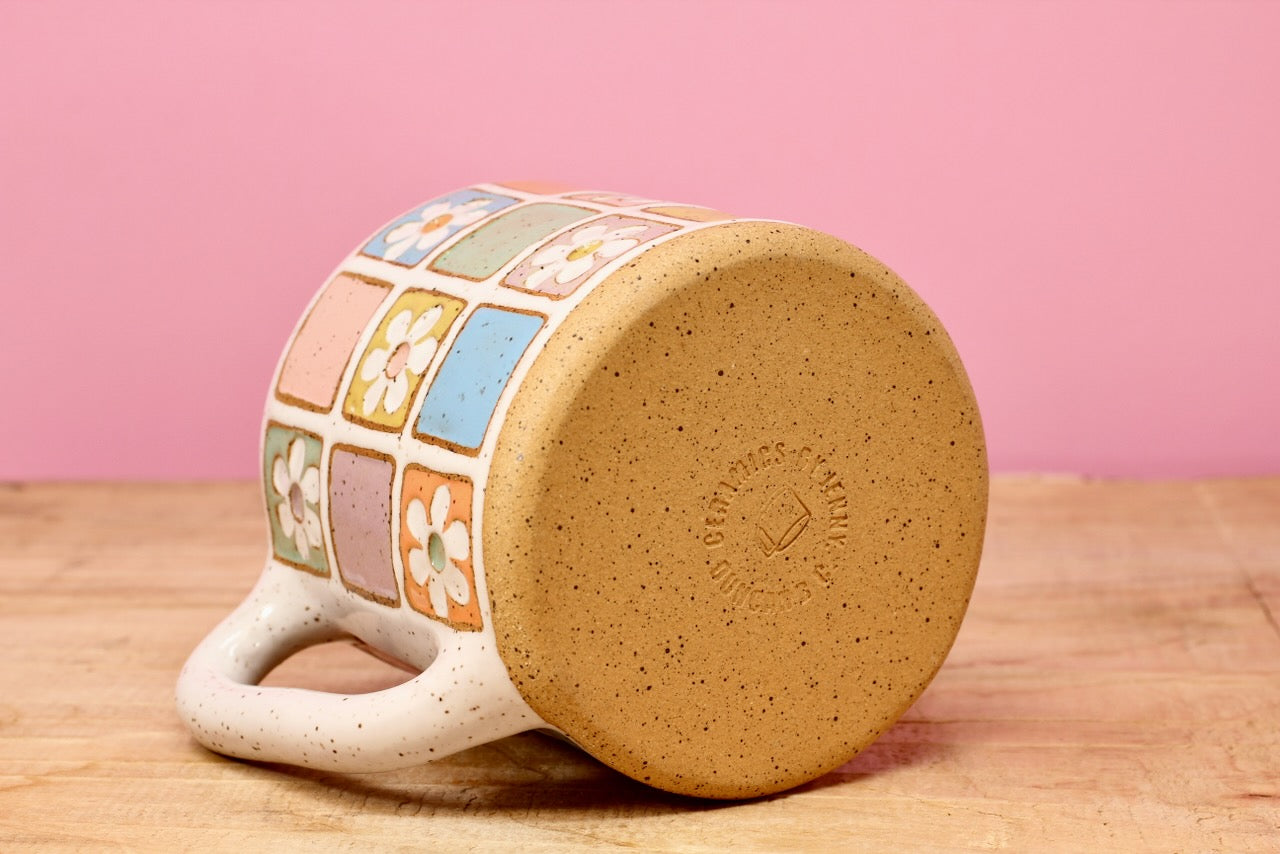 Flower Block Mug #40-( 12.5oz.)
