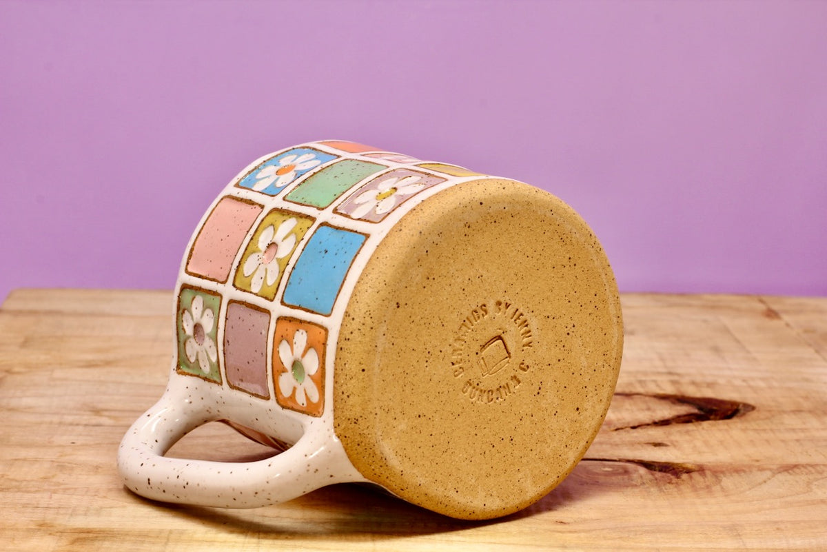 Flower Block Mug #30-( 12.5oz.)