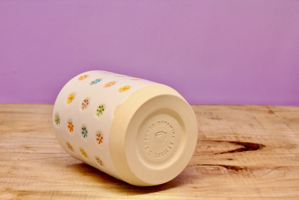 "Tiny Flower" Tumbler-Turqu. #117- (6.5 oz.)