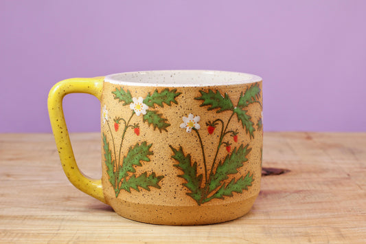 Wildflower Strawberry Mug -Yellow #35- (12 oz.)
