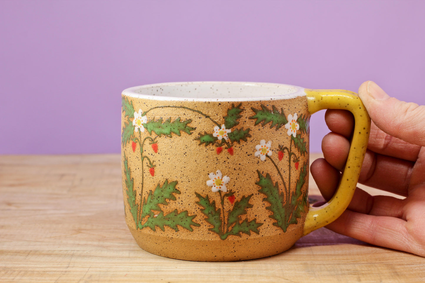 Wildflower Strawberry Mug -Yellow #35- (12 oz.)
