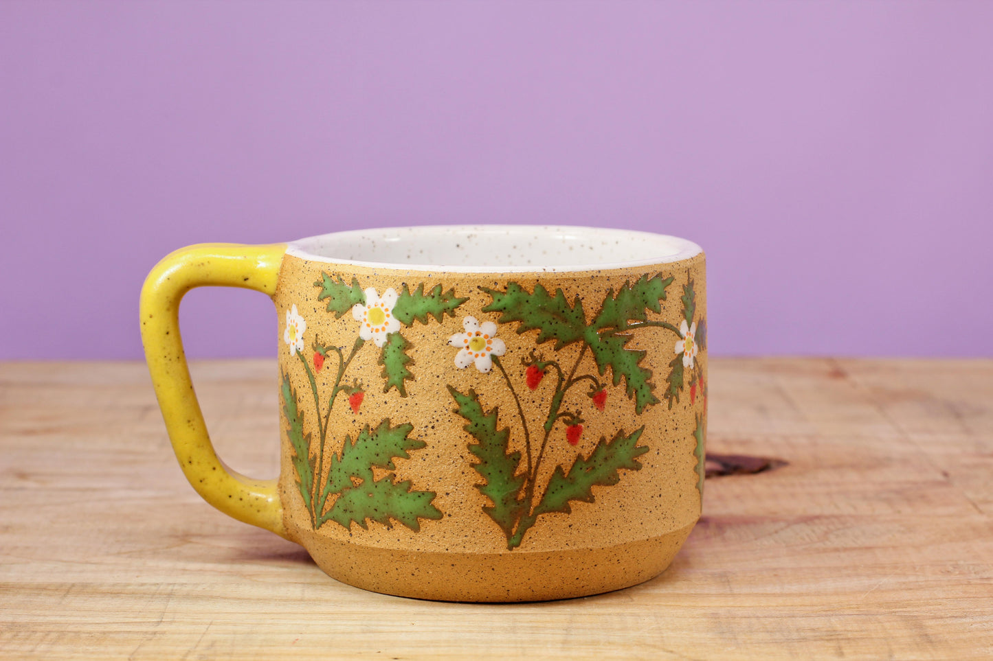 Wildflower Strawberry Mug -Yellow #36- (10oz.)