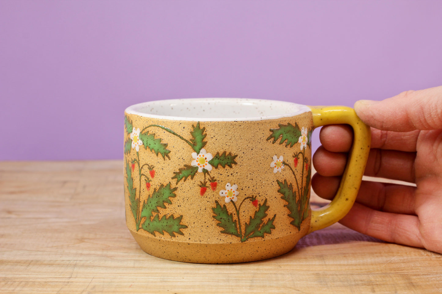 Wildflower Strawberry Mug -Yellow #36- (10oz.)