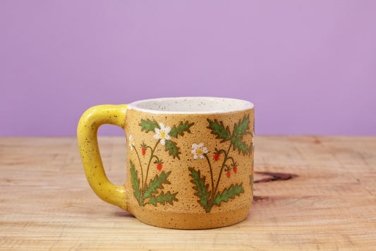 Wildflower Strawberry MINI Mug -Yellow #40-(5.5 oz.)