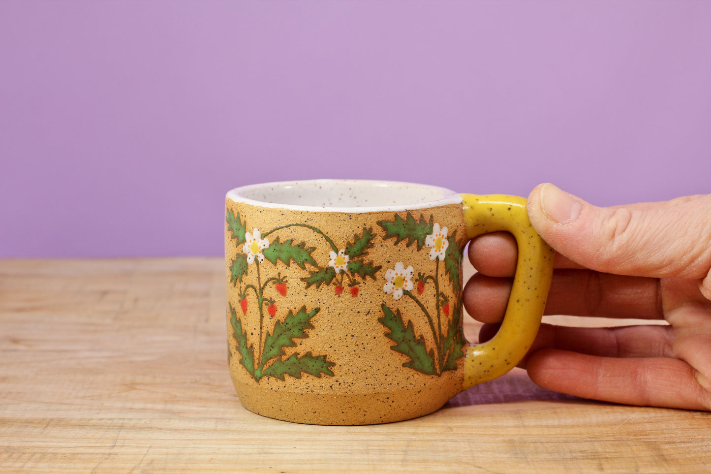 Wildflower Strawberry MINI Mug -Yellow #40-(5.5 oz.)