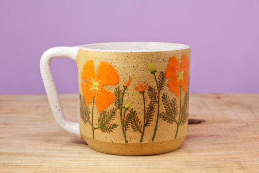 Wildflower California Poppy Mug #41- (14 oz.)