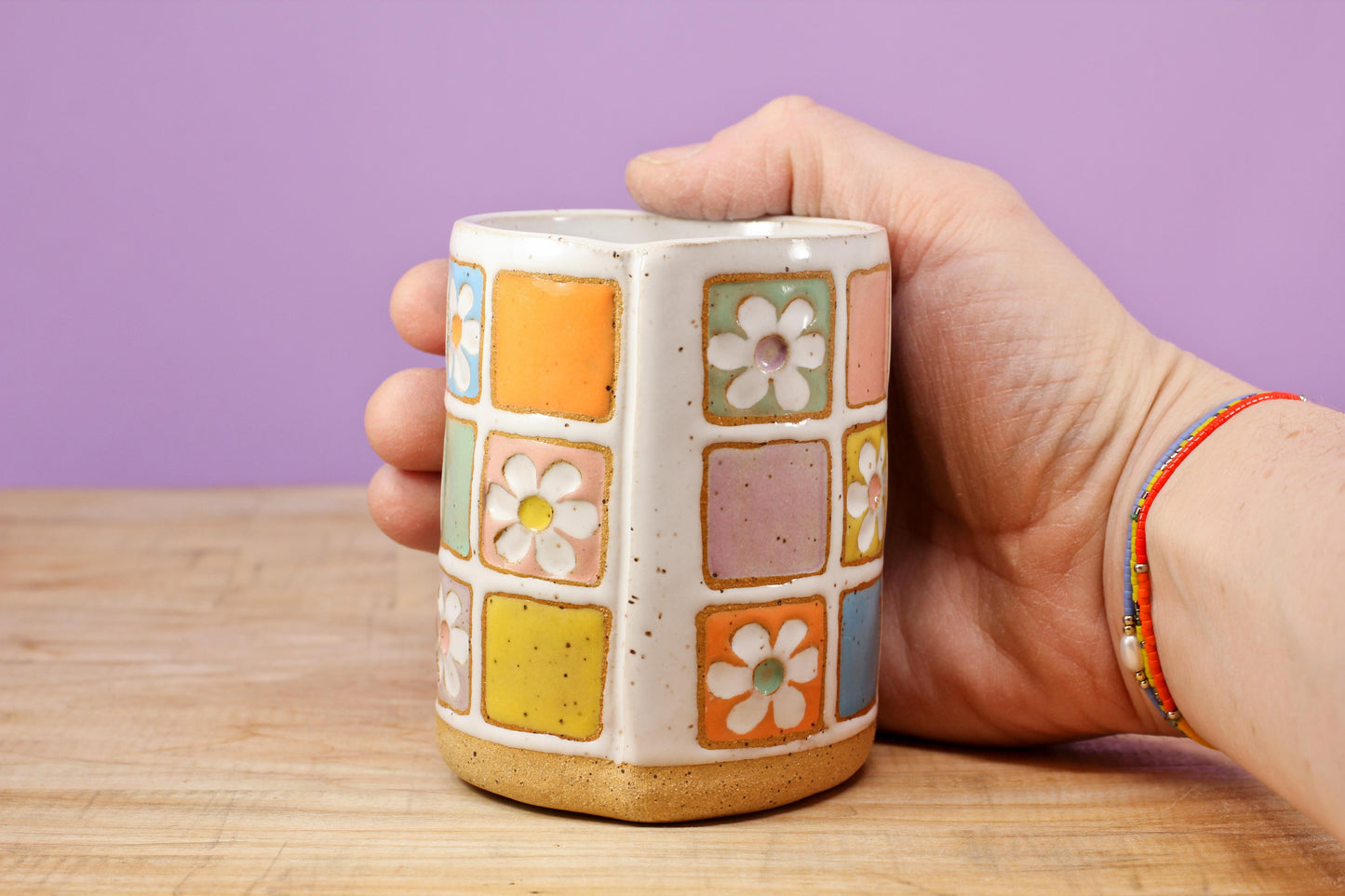 Flower Block Tumbler #73- (8.5 oz.)