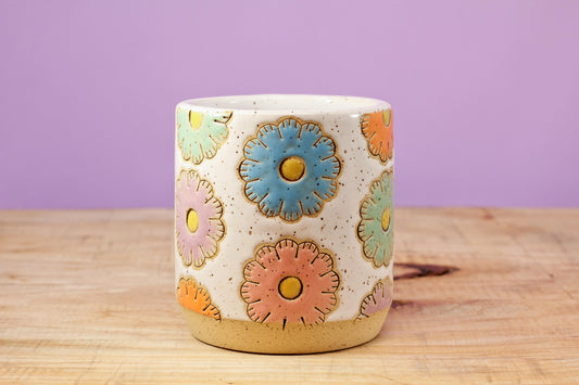 Sugar Cookie Flower Tumbler #127- (9 oz.)