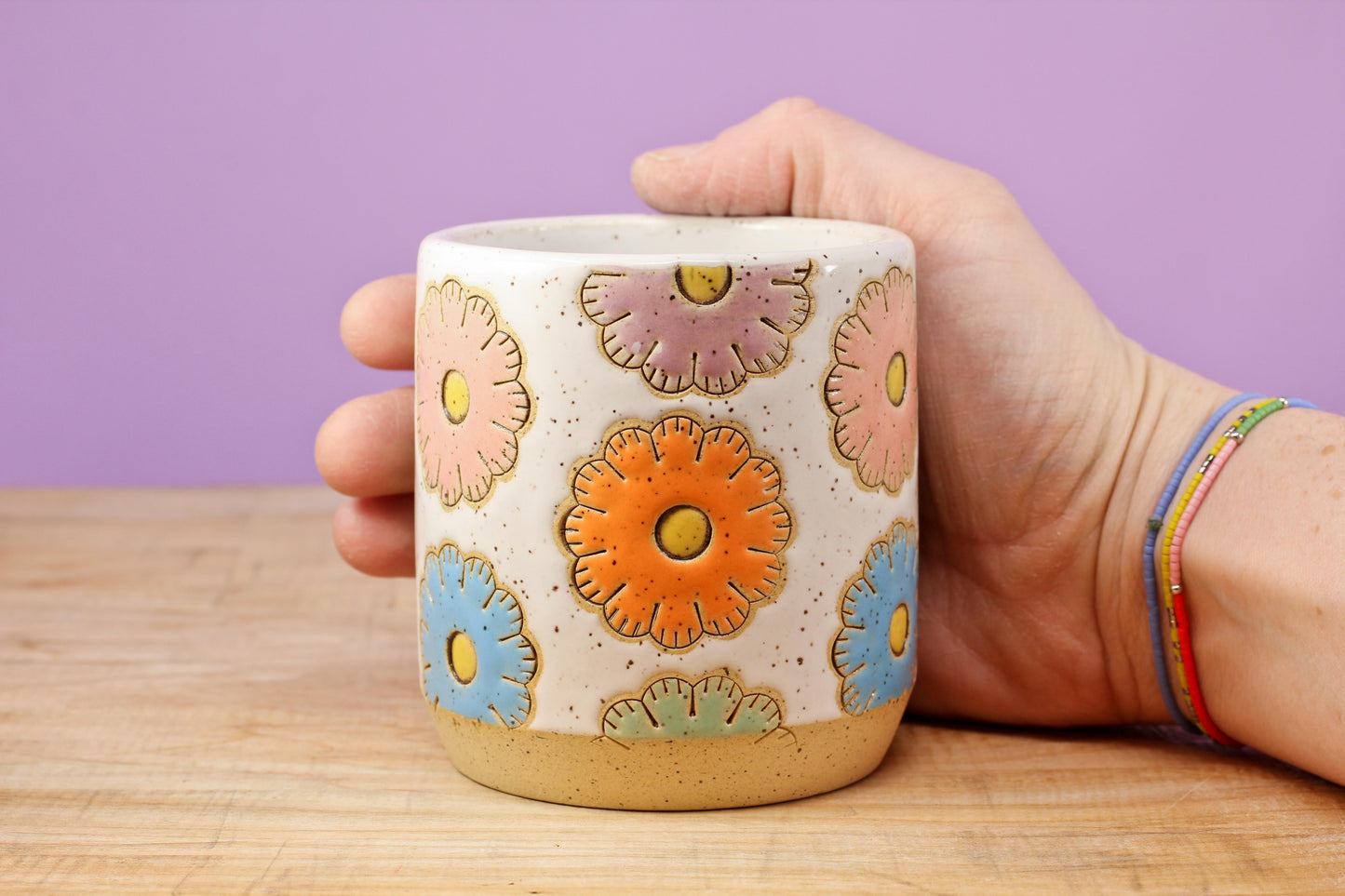 Sugar Cookie Flower Tumbler #127- (9 oz.)