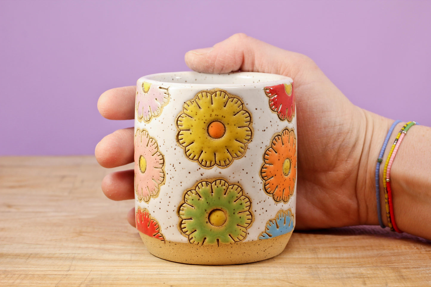 Sugar Cookie Flower Tumbler #128- (8.5 oz.)