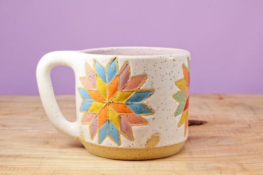 Star Block Quilt Mug-Purple #134- (11.5 oz.)