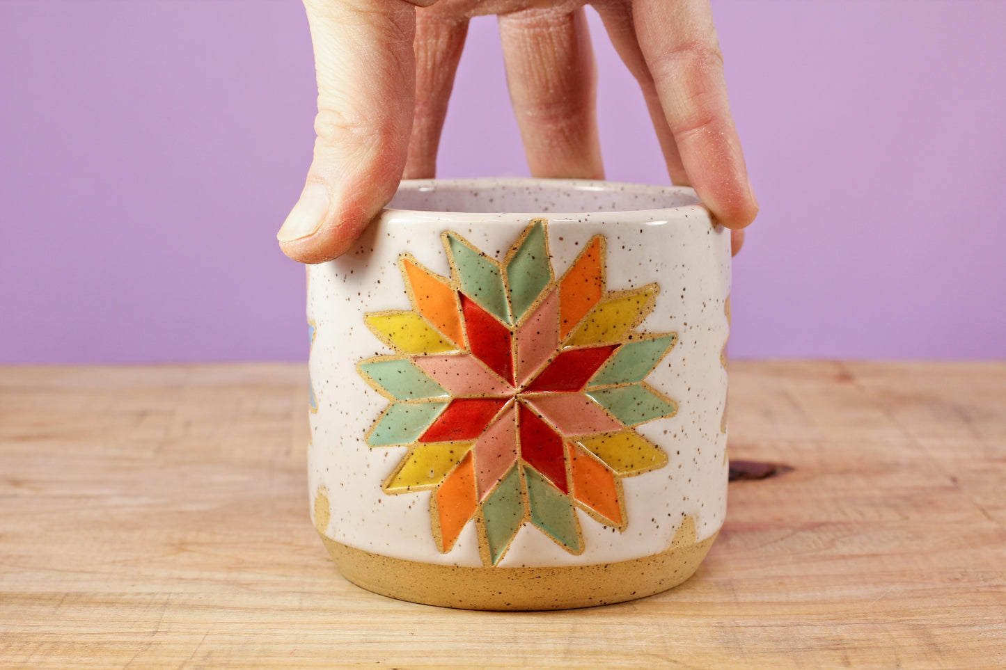 Star Block Quilt Mug-Purple #134- (11.5 oz.)