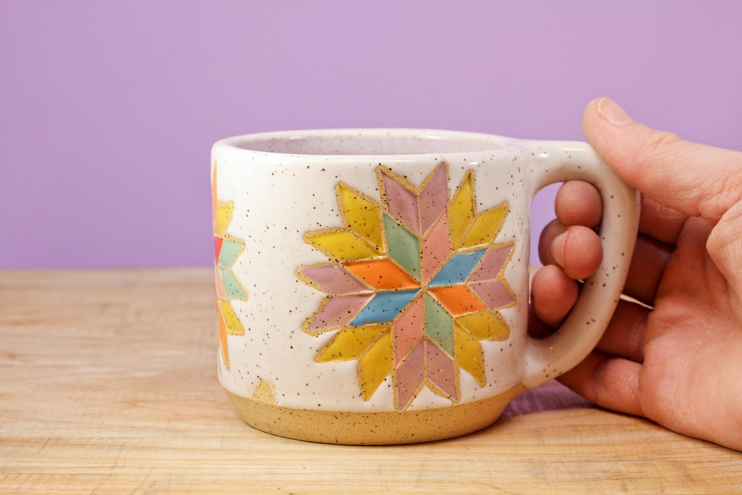 Star Block Quilt Mug-Purple #134- (11.5 oz.)