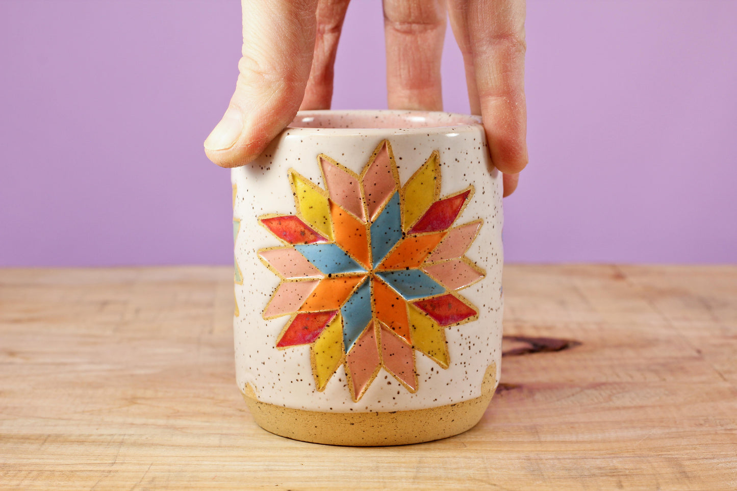 Star Block Quilt Tumbler-Pink #135- (9 oz.)