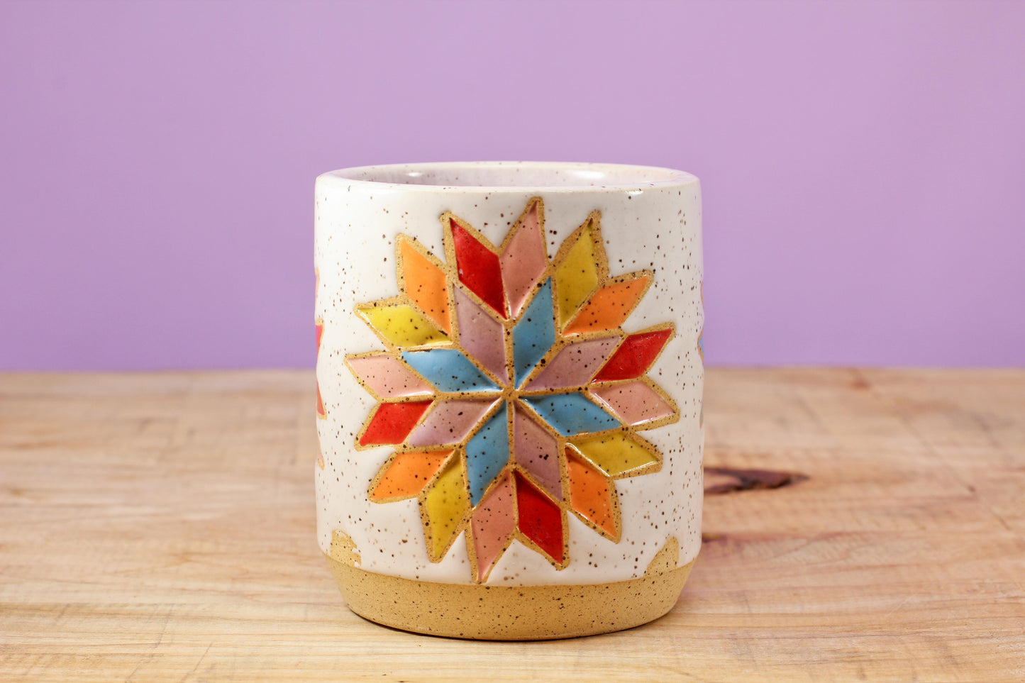 Star Block Quilt Tumbler-Purple. #136- (8.5 oz.)