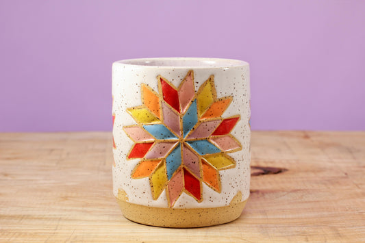 Star Block Quilt Tumbler-Purple. #136- (8.5 oz.)