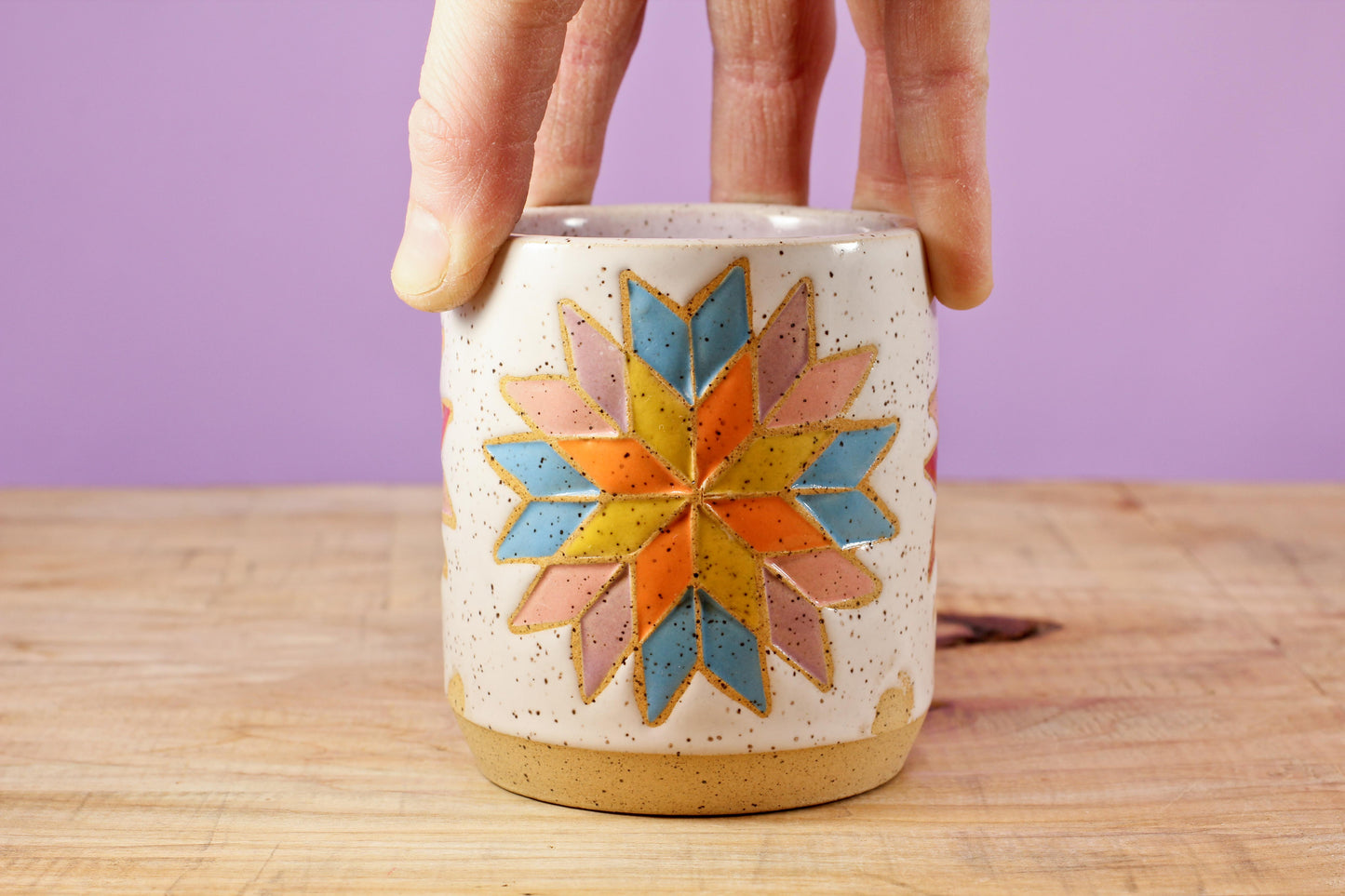 Star Block Quilt Tumbler-Purple. #136- (8.5 oz.)