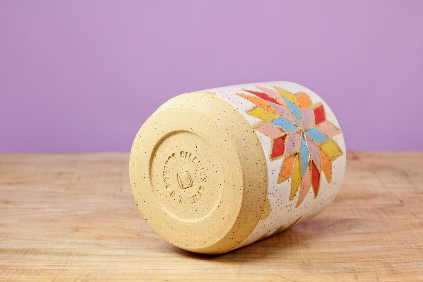 Star Block Quilt Tumbler-Purple. #136- (8.5 oz.)