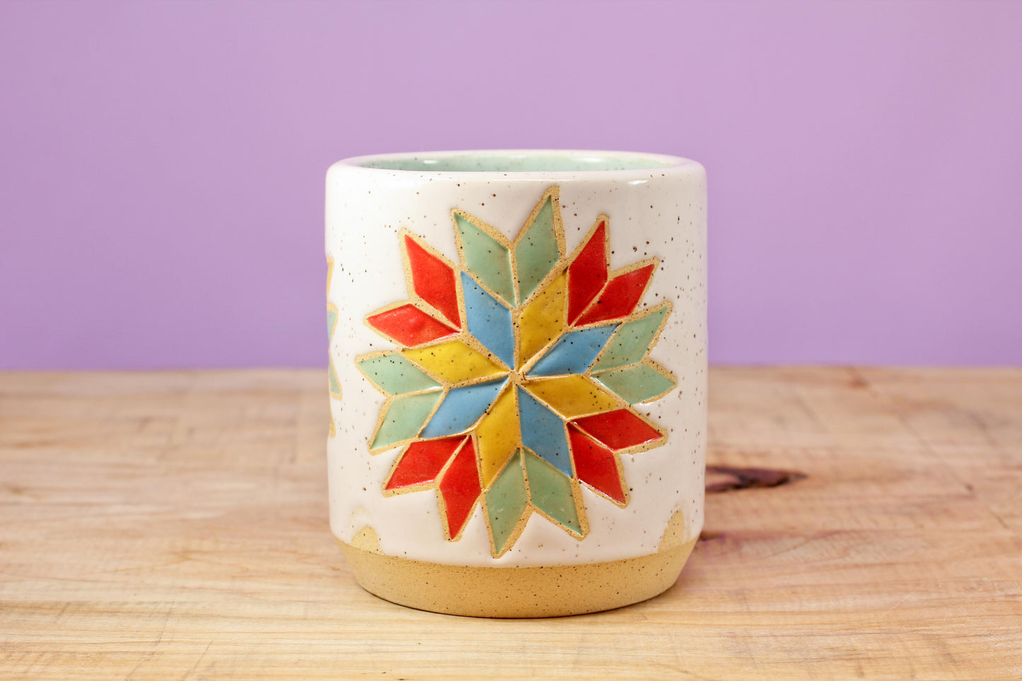 Star Block Quilt Tumbler-Turq. #137- (9 oz.)