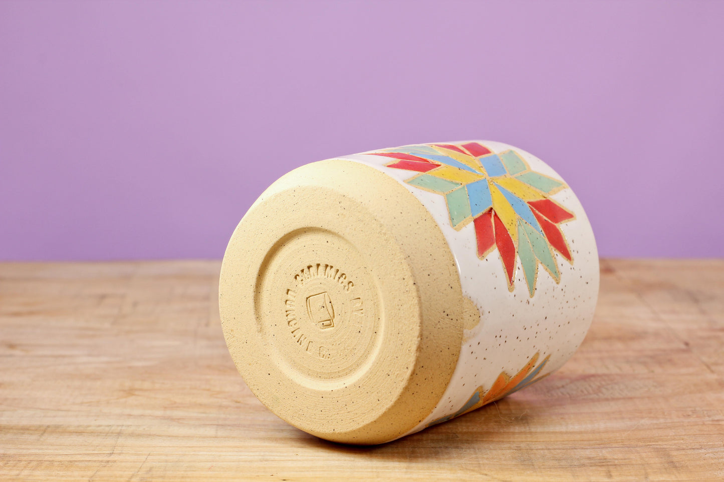 Star Block Quilt Tumbler-Turq. #137- (9 oz.)