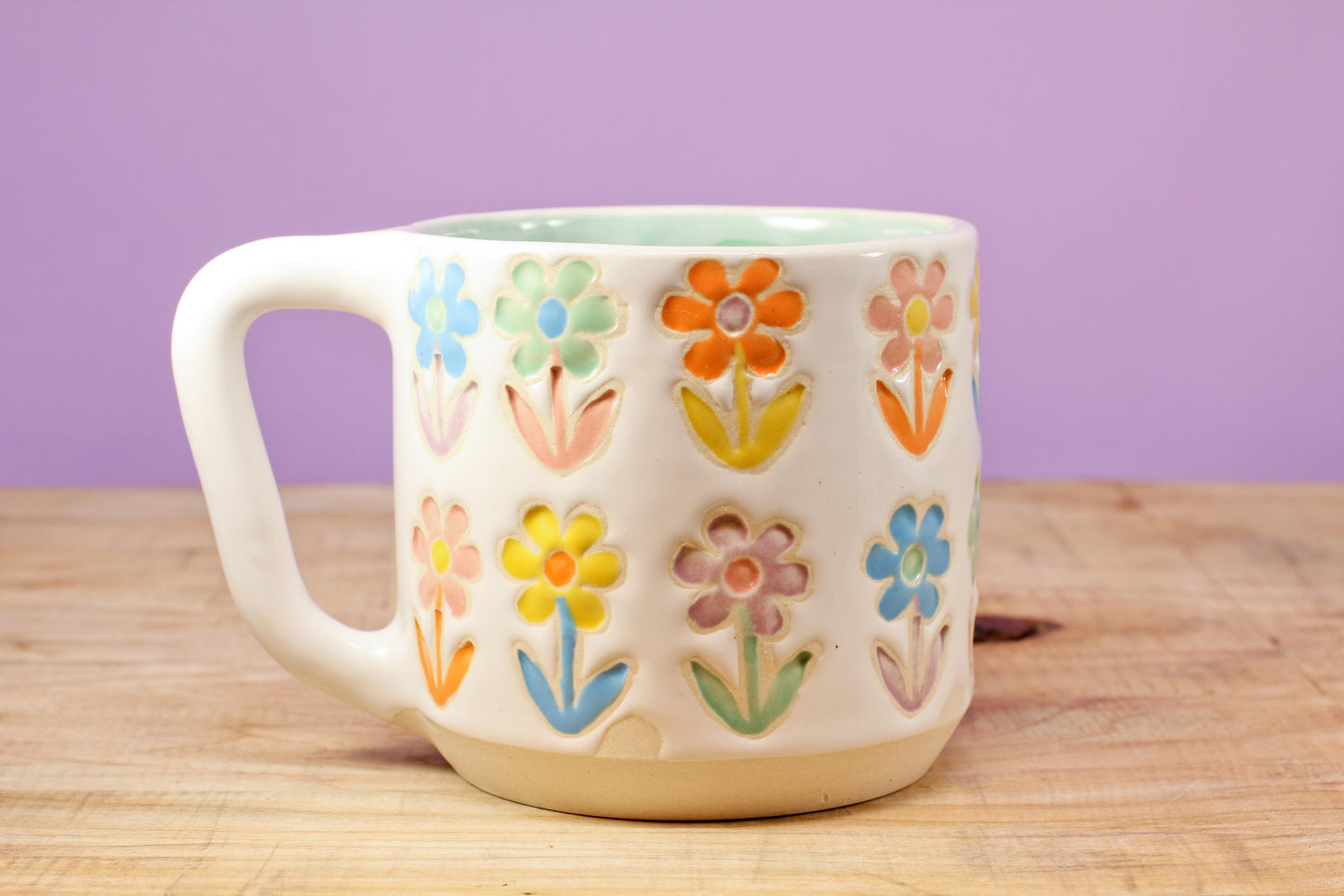 Stemmed Flower Mug-Turqu #138- (13.5 oz.)