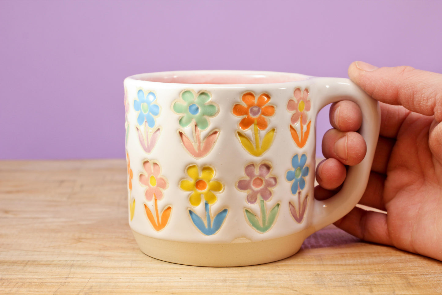 Stemmed Flower Mug-Pink #139- (13 oz.)