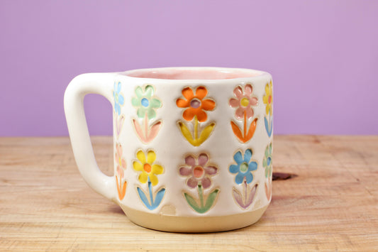 Stemmed Flower Mug-Pink #140- (11 oz.)
