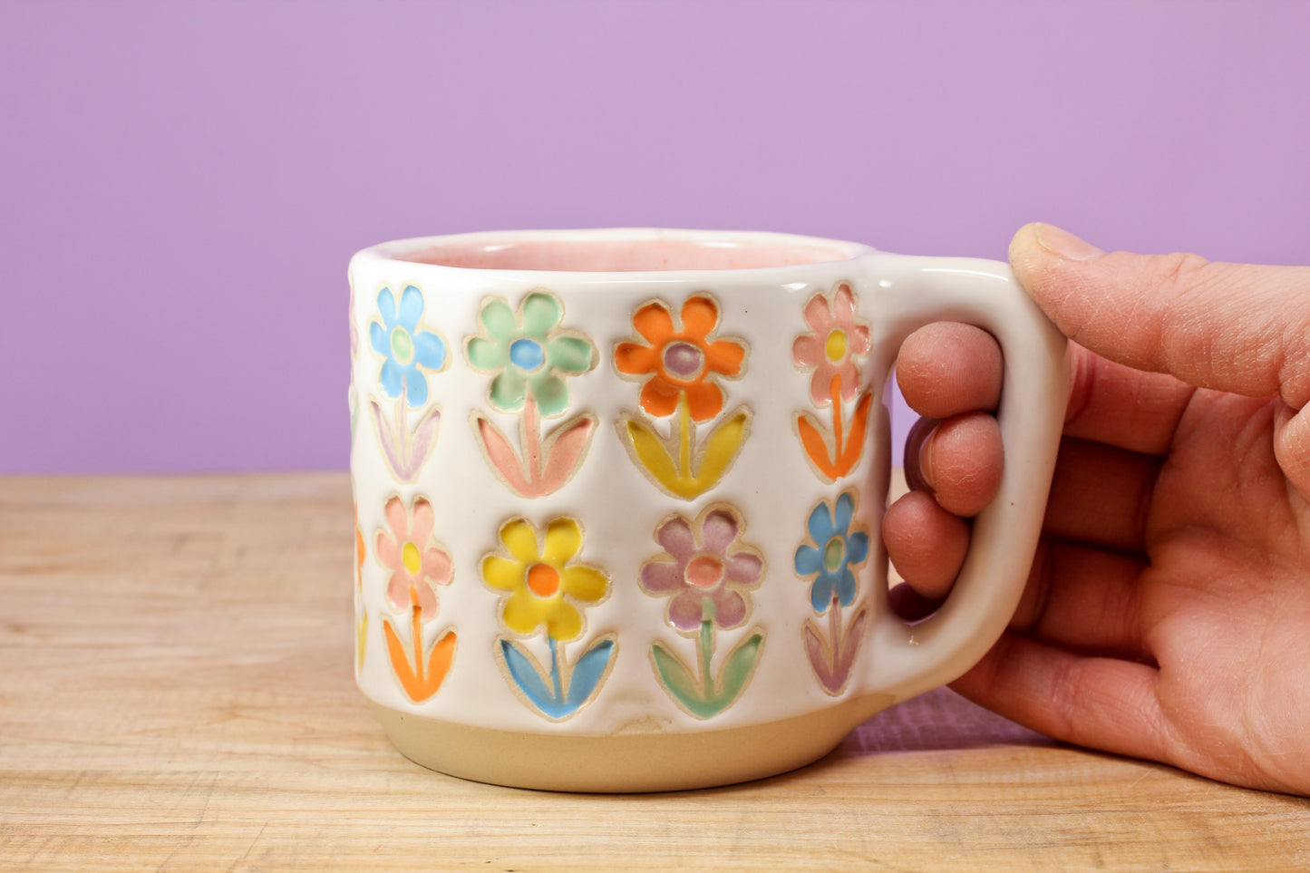 Stemmed Flower Mug-Pink #140- (11 oz.)