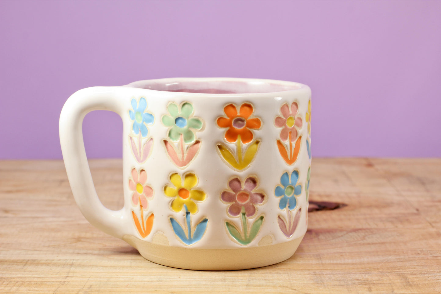Stemmed Flower Mug-Purple #141- (12 oz.)