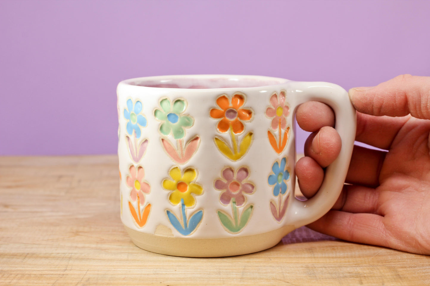 Stemmed Flower Mug-Purple #141- (12 oz.)