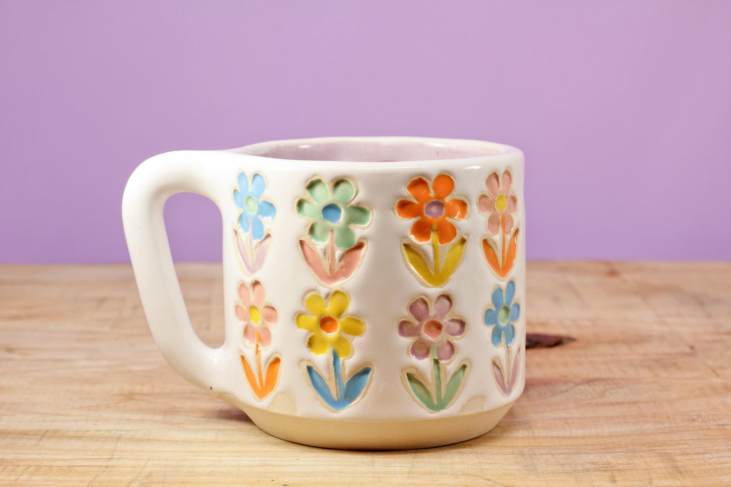Stemmed Flower Mug-Purple #142- (9.5 oz.)