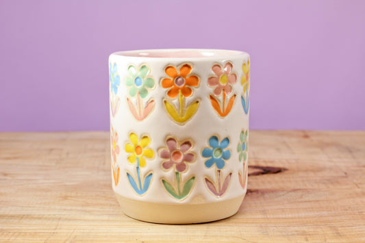 Stemmed Flower Tumbler-pink #143- (10 oz.)