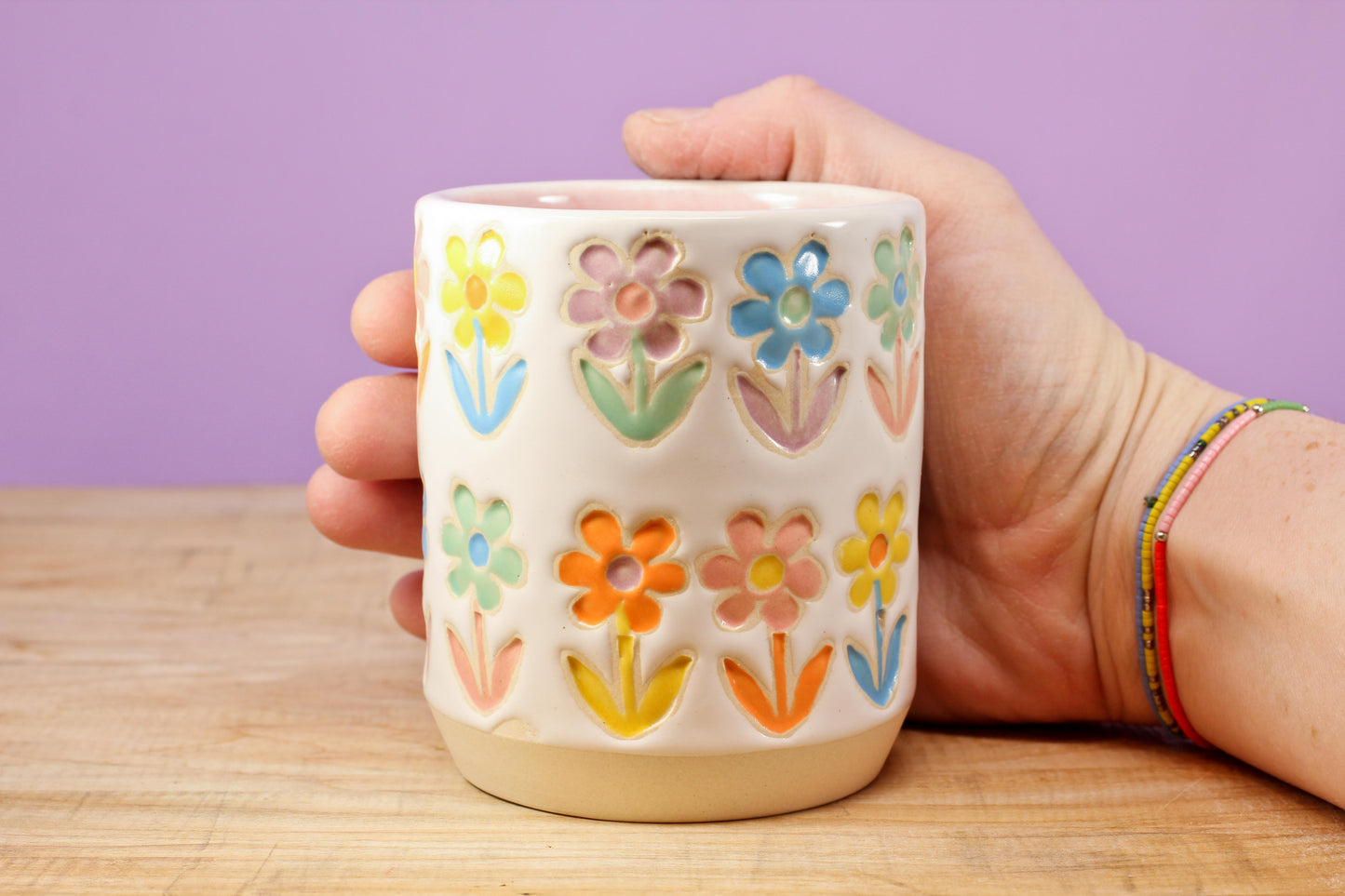 Stemmed Flower Tumbler-pink #143- (10 oz.)