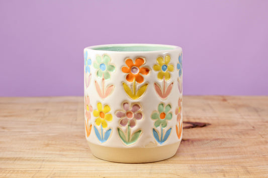 Stemmed Flower Tumbler-Turqu. #144- (8.5 oz.)