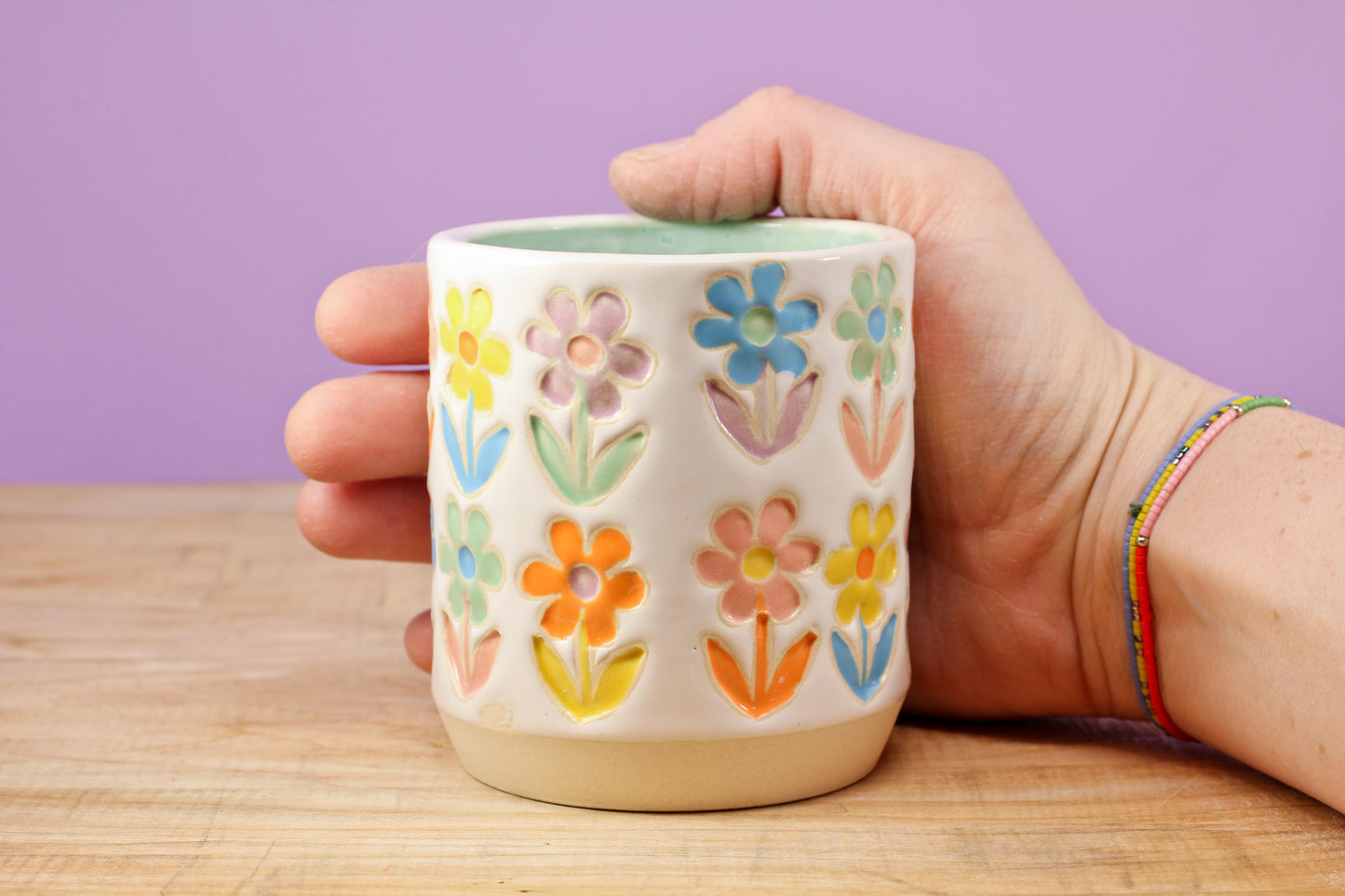 Stemmed Flower Tumbler-Turqu. #144- (8.5 oz.)