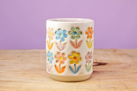 Stemmed Flower Tumbler-Purple #145- (8 oz.)