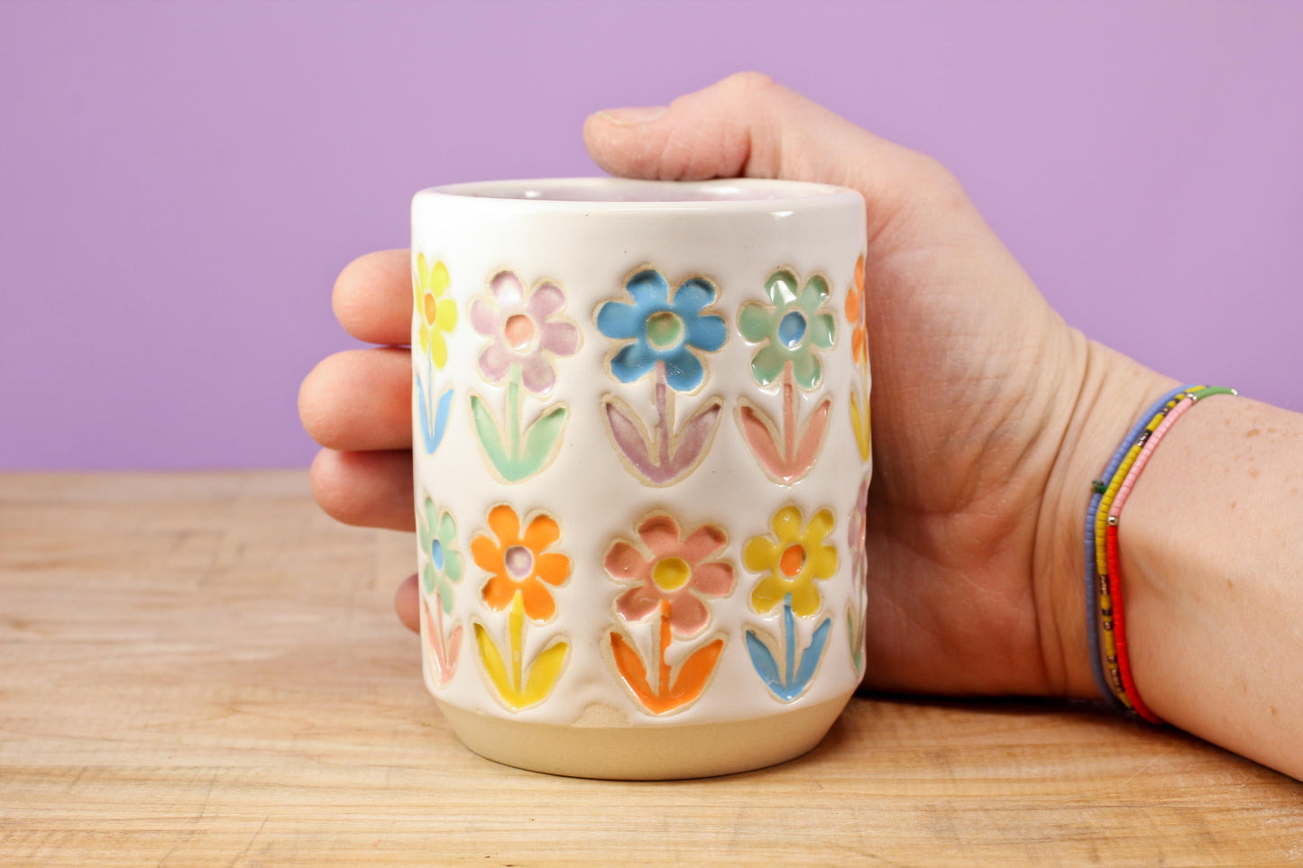 Stemmed Flower Tumbler-Purple #145- (8 oz.)