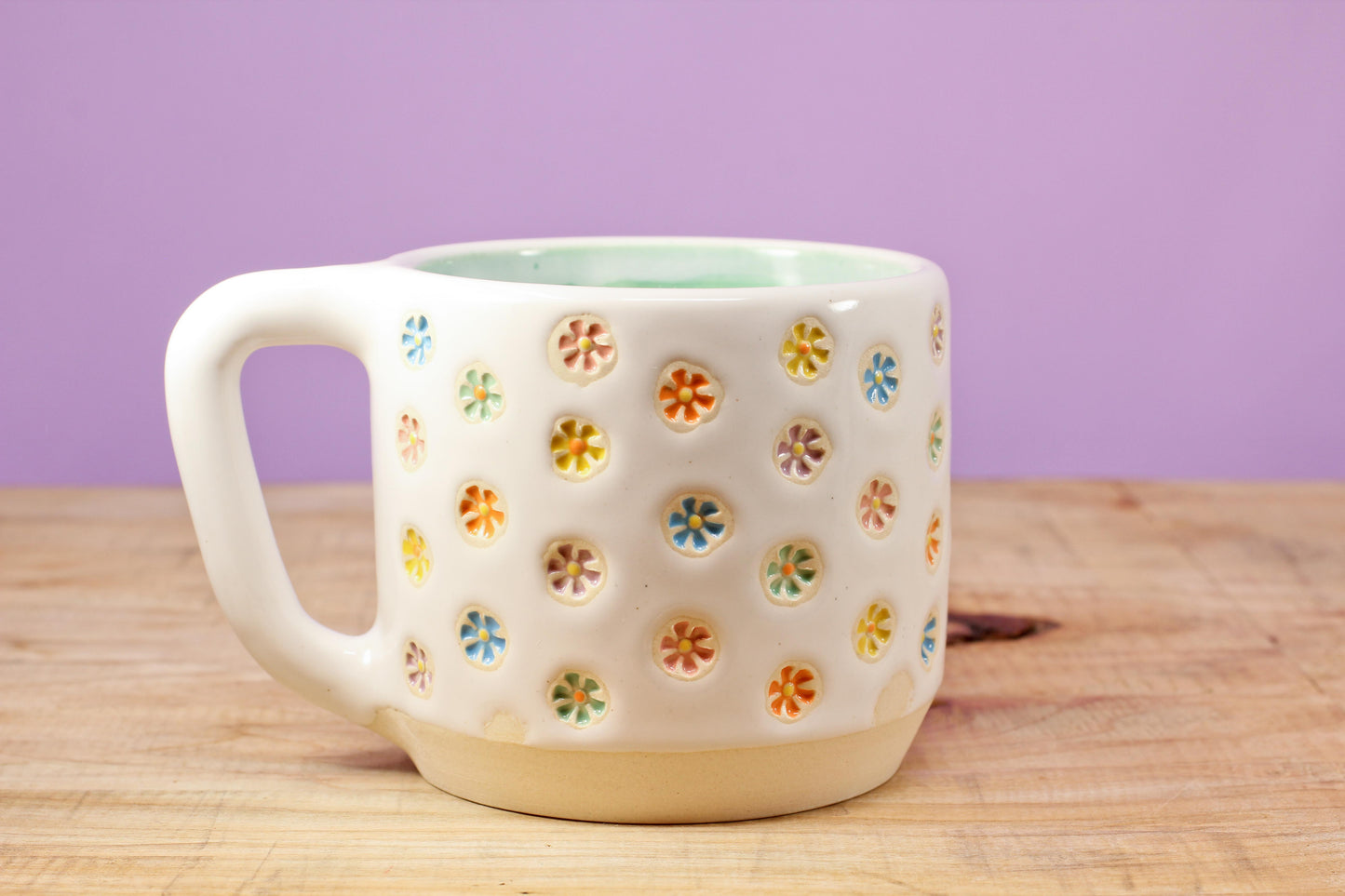 "Tiny Flower" Mug-Turqu. #148- (12 oz.)