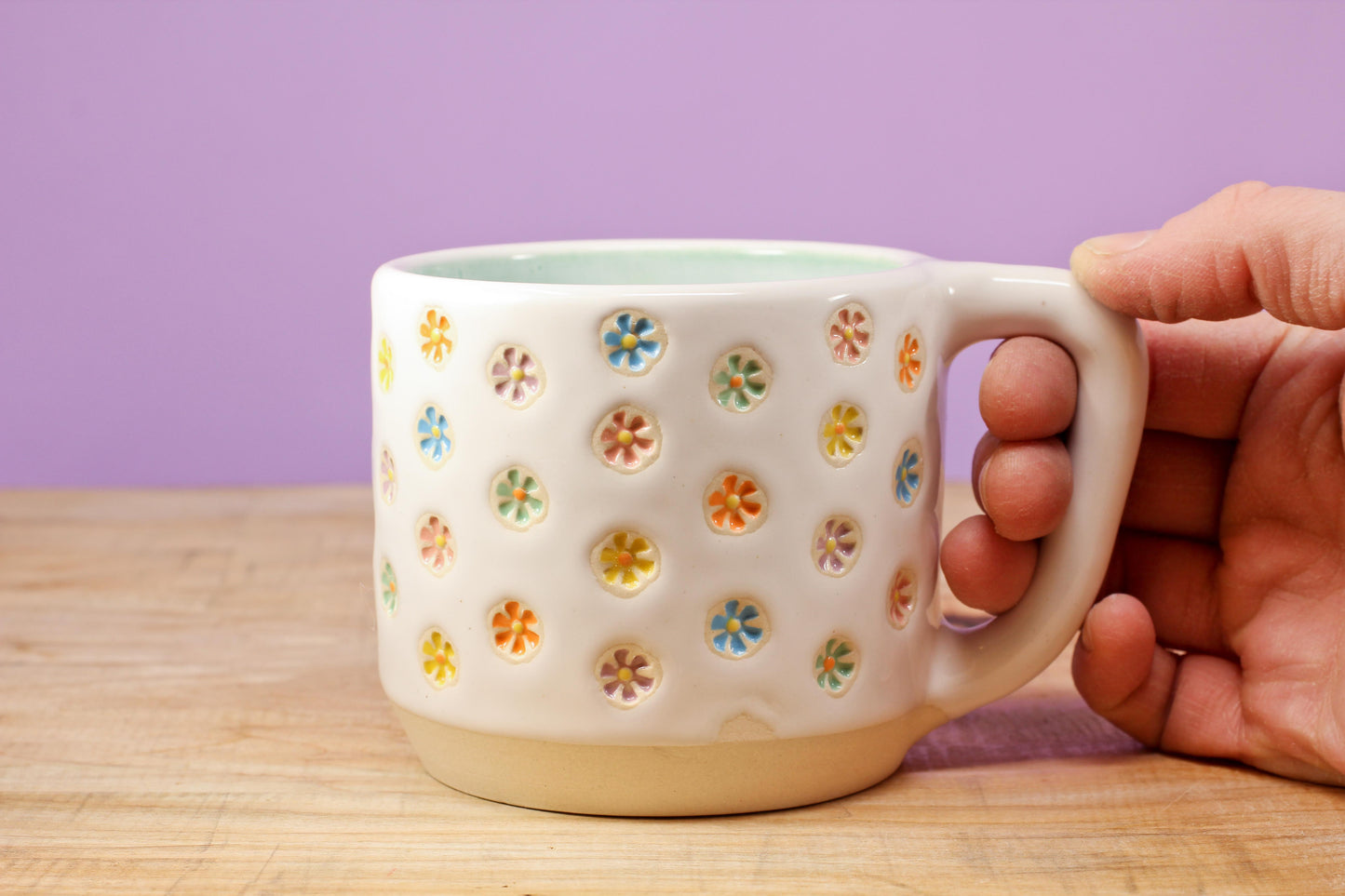 "Tiny Flower" Mug-Turqu. #148- (12 oz.)