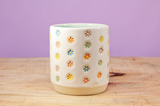 "Tiny Flower" Tumbler-Turqu. #150- (9.5 oz.)