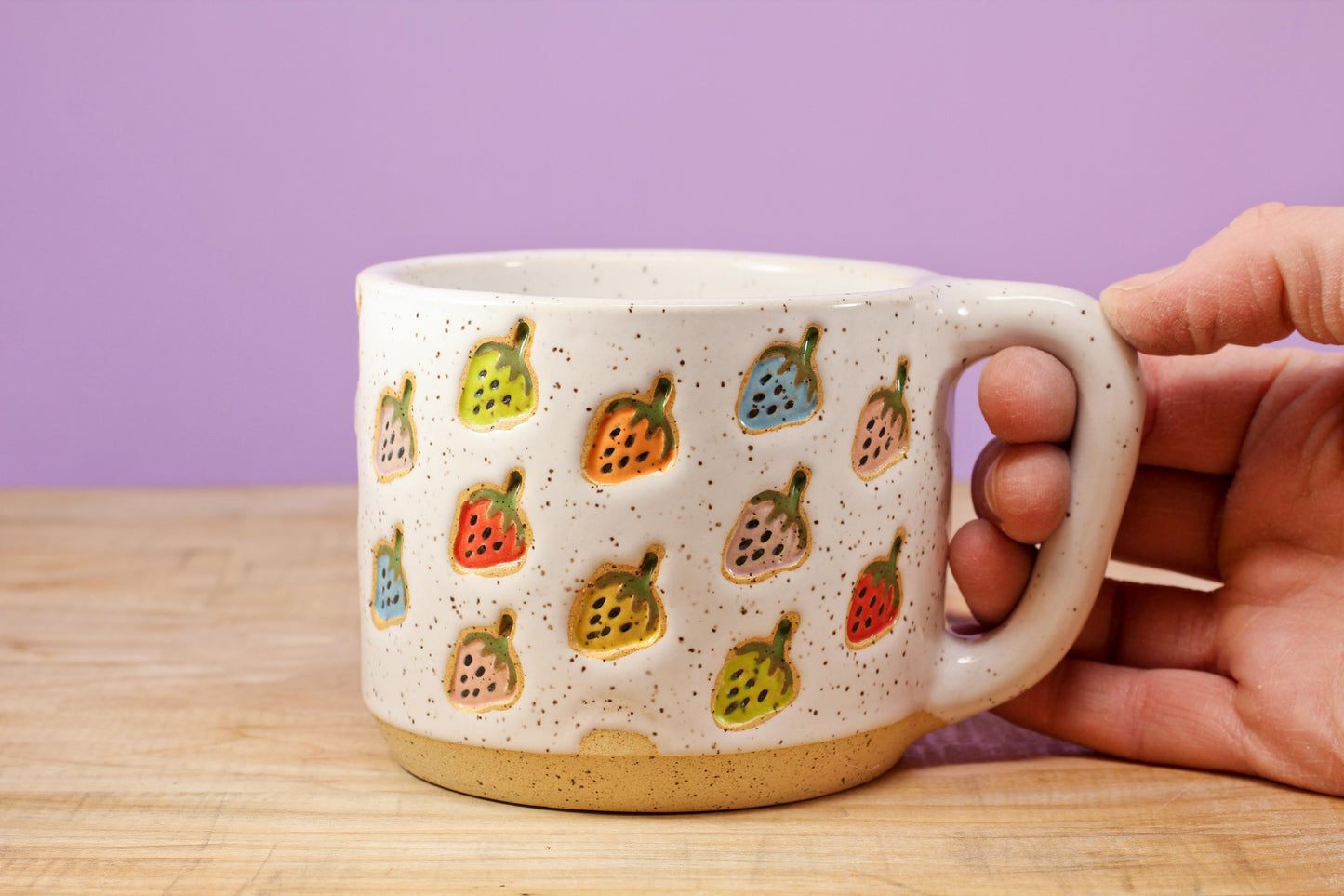 Strawberry Stamped Mug Rainbow #158- (12 oz.)