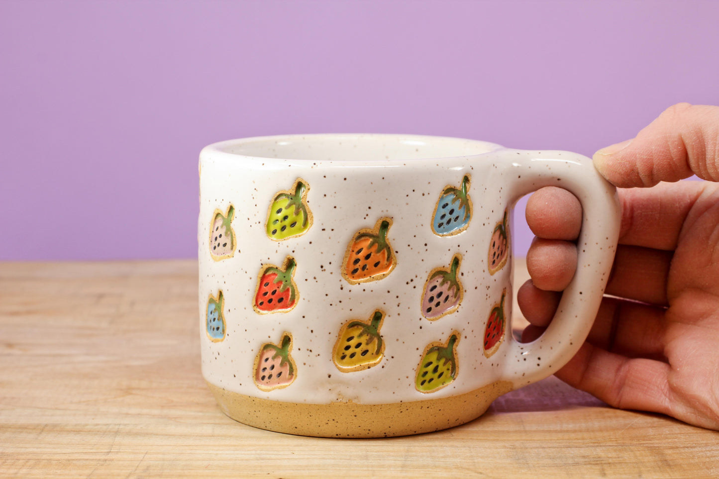 Strawberry Stamped Mug Rainbow #159- (12 oz.)