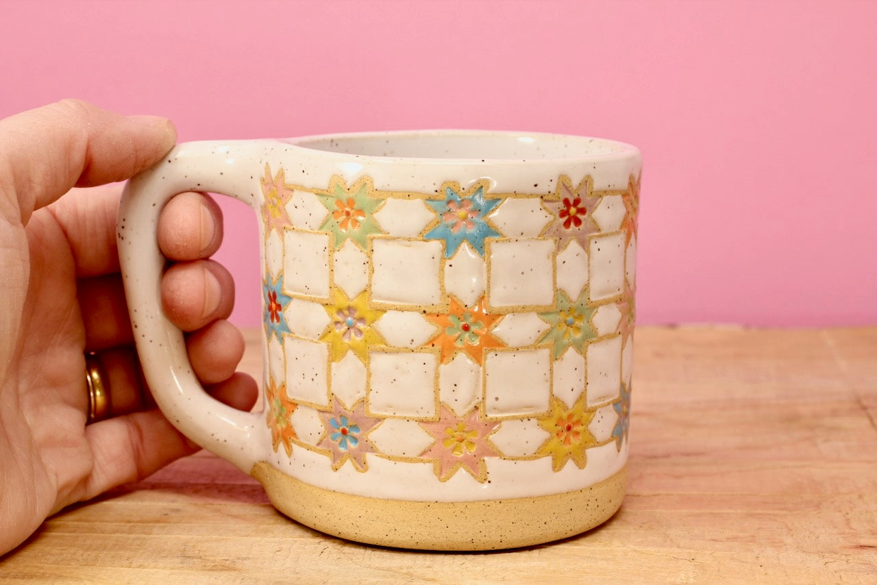 Sawtooth Star Flower Mug #16- (12 oz.)