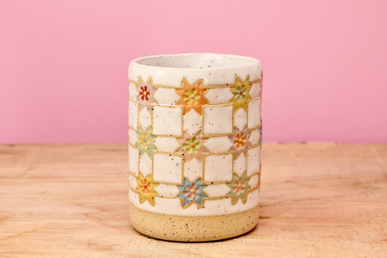 Sawtooth Star Flower Tumbler #24- (8 oz.)