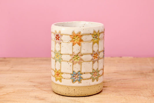 Sawtooth Star Flower Tumbler #24- (8 oz.)