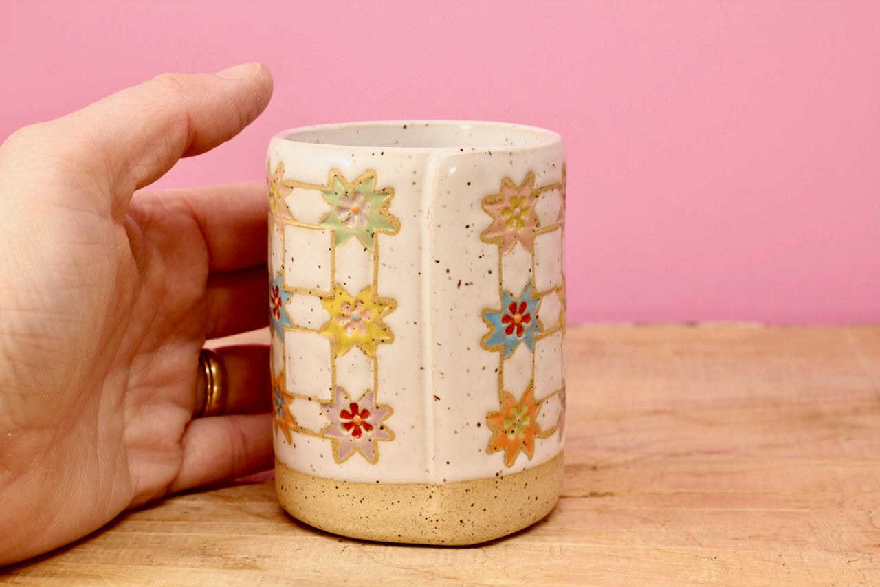 Sawtooth Star Flower Tumbler #24- (8 oz.)